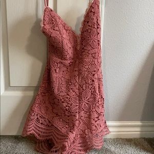Misguided pink lace romper